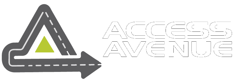 the access avenue logo with reversed colors